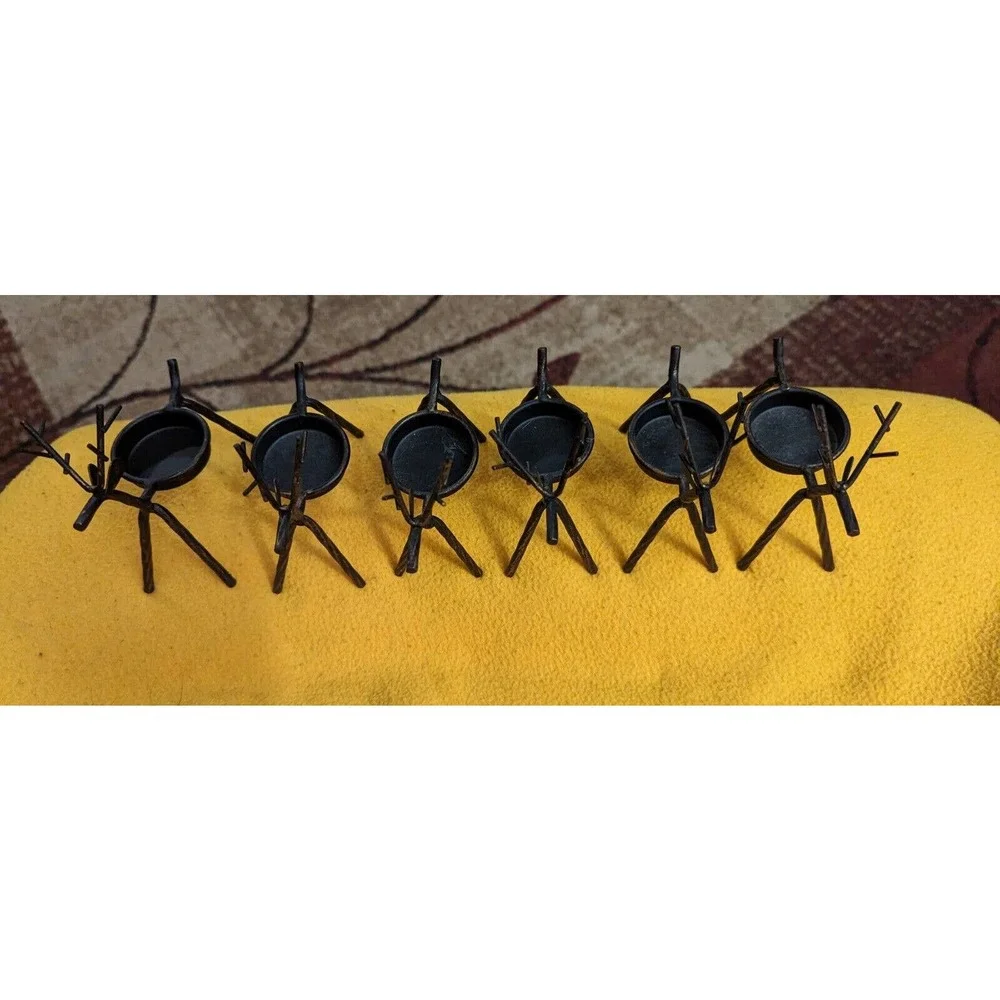 Metal Reindeer candle holders tea light set of 6 Black & Copper Color - Picture 5 of 6